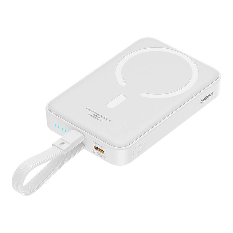 Ekstern Trådløs Batteri Baseus Magnetic Mini, 10000mAh, 20W, PD + FQI, 1 x Lightning - 1 x QI - 1 x USB-C, Hvid P10022109223-00