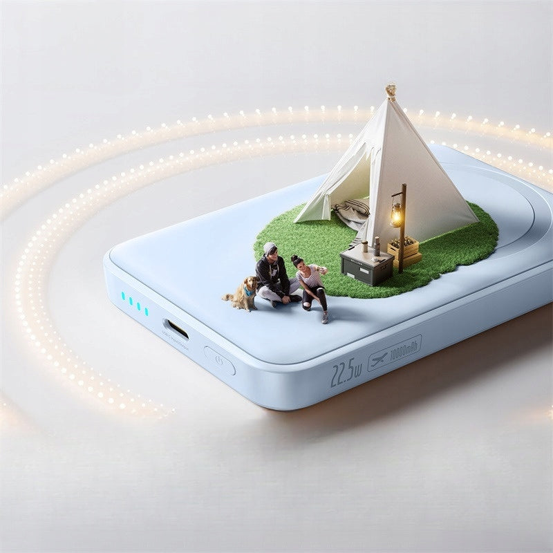Trådløs ekstern batteri Baseus EnerFill FM11 Ultra-Mini, 10000mAh, 22.5W, PD + FQI, 1 x QI - 1 x USB-C, Blå P1008210E313-00
