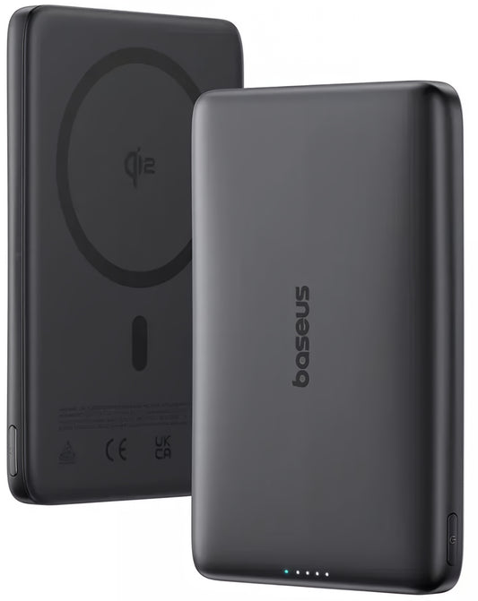 Ekstern trådløs batteri Baseus PicoGo AM41, 10000mAh, 27W, PD + FQI, 1 x QI - 1 x USB-C, Sort E0027201