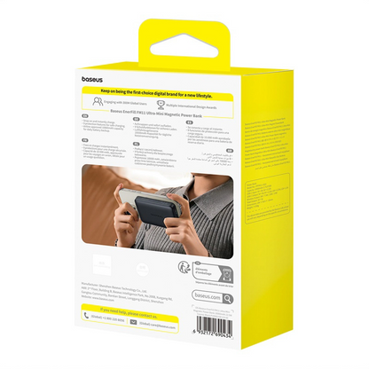 Ekstern trådløs batteri Baseus EnerFill FM11 Ultra-Mini, 10000mAh, 22.5W, PD + FQI, 1 x QI - 1 x USB-C, Sort P1008210E123-00