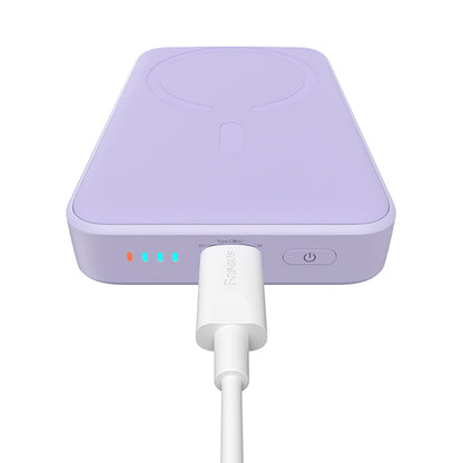Baseus Magnetic Mini Wireless External Battery, 10000mAh, 20W, PD + FQI, 1 x QI - 1 x USB-C, Purple PPCX110105