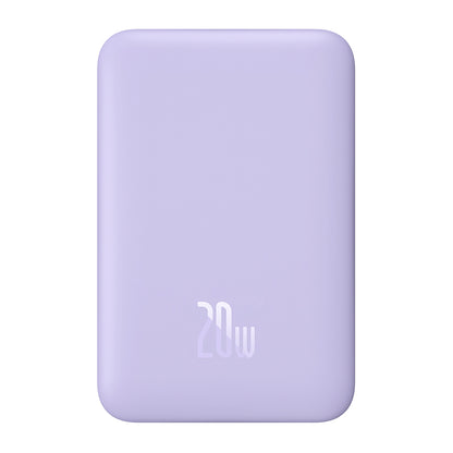 Baseus Magnetic Mini Wireless External Battery, 10000mAh, 20W, PD + FQI, 1 x QI - 1 x USB-C, Purple PPCX110105