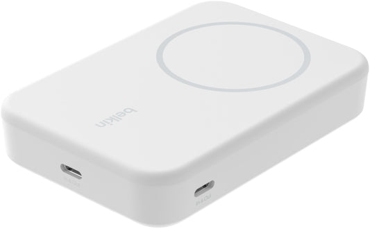 Trådløs Ekstern Batteri Belkin BoostCharge Pro med Kickstand, 10000mAh, 15W, FQI, 1 x QI - 1 x USB-C, Hvid BPD008btWH