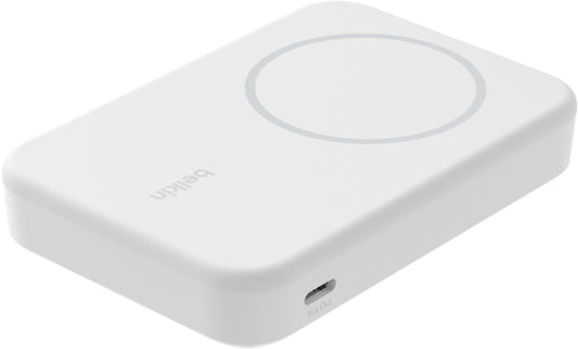 Trådløs Ekstern Batteri Belkin BoostCharge Pro med Kickstand, 8000mAh, 15W, FQI, 1 x QI - 1 x USB-C, Hvid BPD007btWH