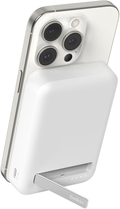 Trådløs Ekstern Batteri Belkin BoostCharge Pro med Kickstand, 10000mAh, 15W, FQI, 1 x QI - 1 x USB-C, Hvid BPD008btWH