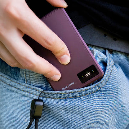 Blavec BJ-03 Slim trådløs powerbank, 10000 mAh, 22,5 W, PD + FQI, 1 x QI – 1 x USB-C, lilla