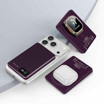 Blavec BJ-03 Slim trådløs powerbank, 10000 mAh, 22,5 W, PD + FQI, 1 x QI – 1 x USB-C, lilla