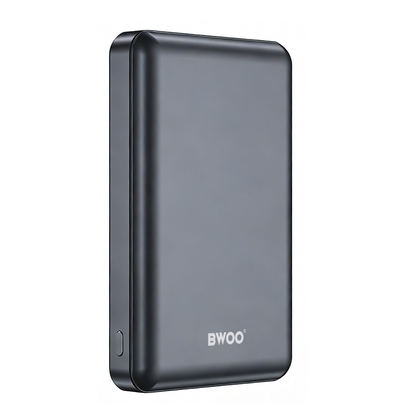 Trådløs Ekstern Batteri BWOO BO-P82, 10000mAh, 22,5W, PD + FQI, 1 x QI - 1 x USB-C, Grå