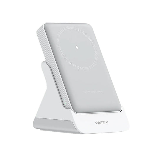 Trådløs Ekstern Batteri Cuktech WPB100N, 10000mAh, 20W, PD + FQI, 1 x QI - 1 x USB-C, Hvid CKWPB100NGLGR