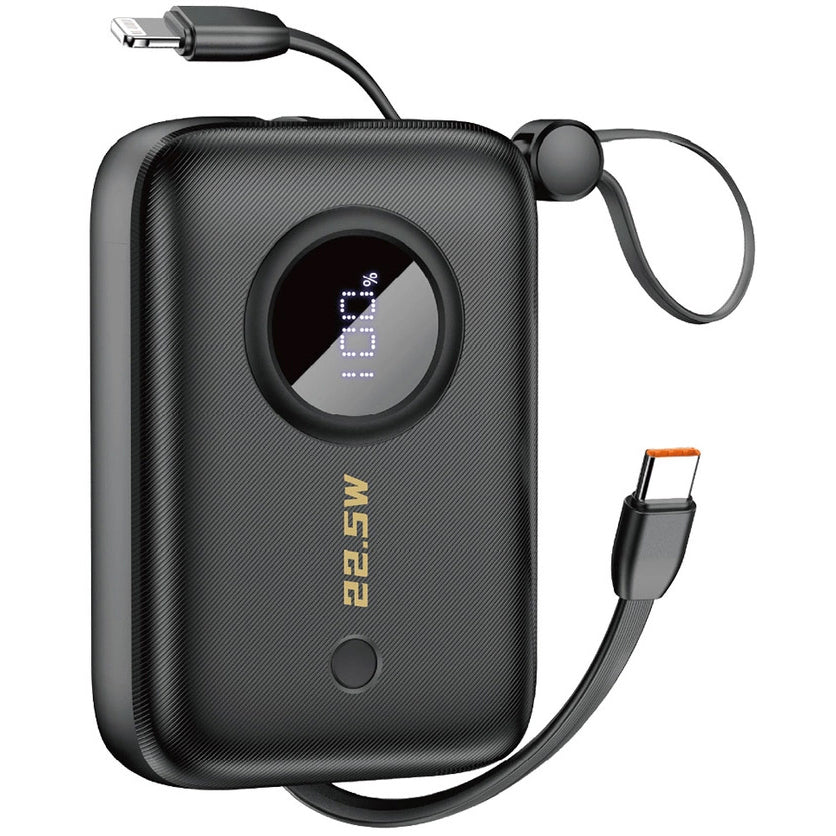Ekstern Batteri Dudao K14, 10000mAh, 22.5W, QC + PD, 1 x Lightning - 1 x USB-A - 2 x USB-C, Sort