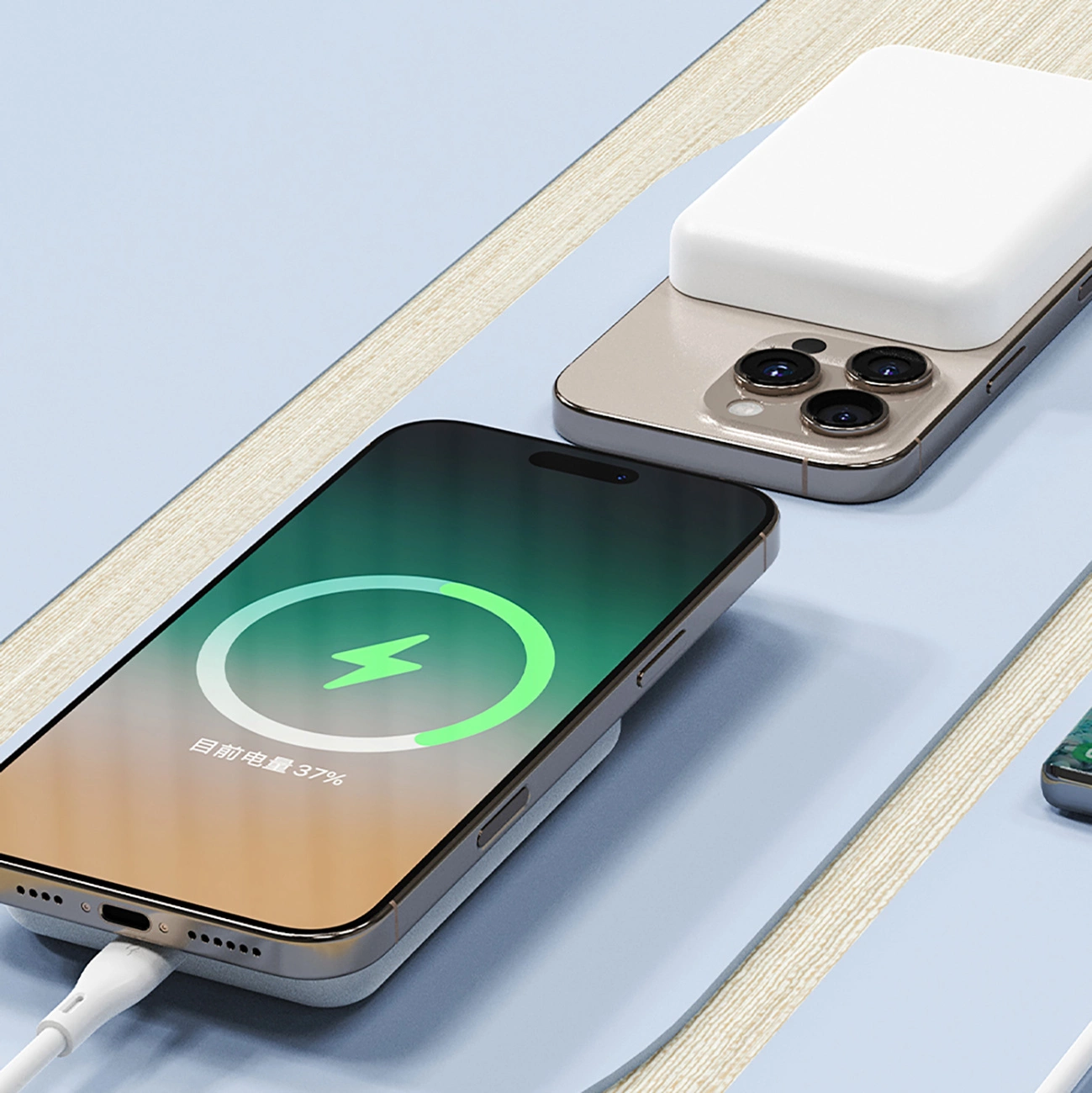 Ekstern trådløs batteri Dudao K26s, 5000mAh, 20W, PD + FQI, 1 x QI - 1 x USB-C, Hvid