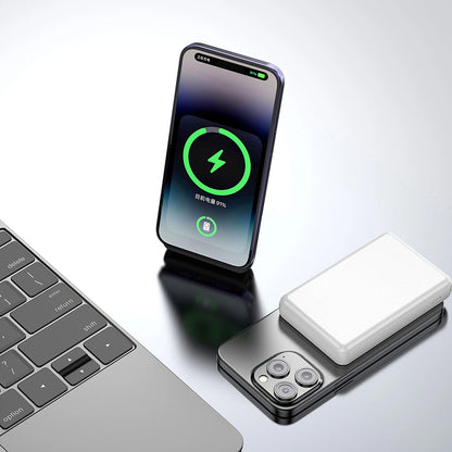 Trådløs Ekstern Batteri Dudao K14S, 5000mAh, 20W, QC + PD + FQI, 1 x QI - 1 x USB-A - 1 x USB-C, Hvid