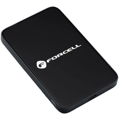 Ekstern trådløs batteri Forcell F5K8, 5000mAh, 15W, PD + FQI, 1 x QI - 1 x USB-C, Sort