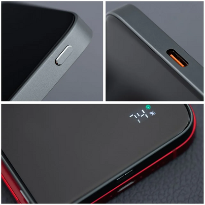 Ekstern trådløs batteri Forcell F5K8, 5000mAh, 15W, PD + FQI, 1 x QI - 1 x USB-C, Sort