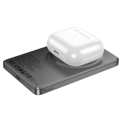 Trådløs Ekstern Batteri HOCO Q26, 5000mAh, 20W, PD + FQI, 1 x QI - 1 x USB-C, Grå