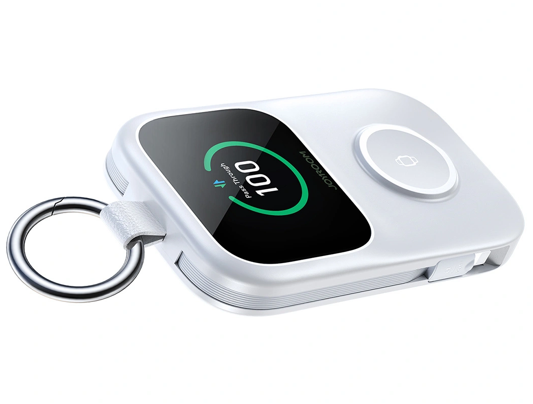 Joyroom JR-W19 trådløs ekstern batteri, 5000mAh, 20W, QC + PD, 1 x Lightning - 1 x QI - 2 x USB-C, Hvid