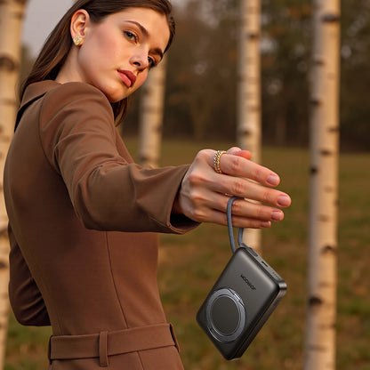 Ekstern trådløs batteri Joyroom JR-PBM02, 10000mAh, 22.5W, PD + FQI, 1 x QI - 2 x USB-C, Sort