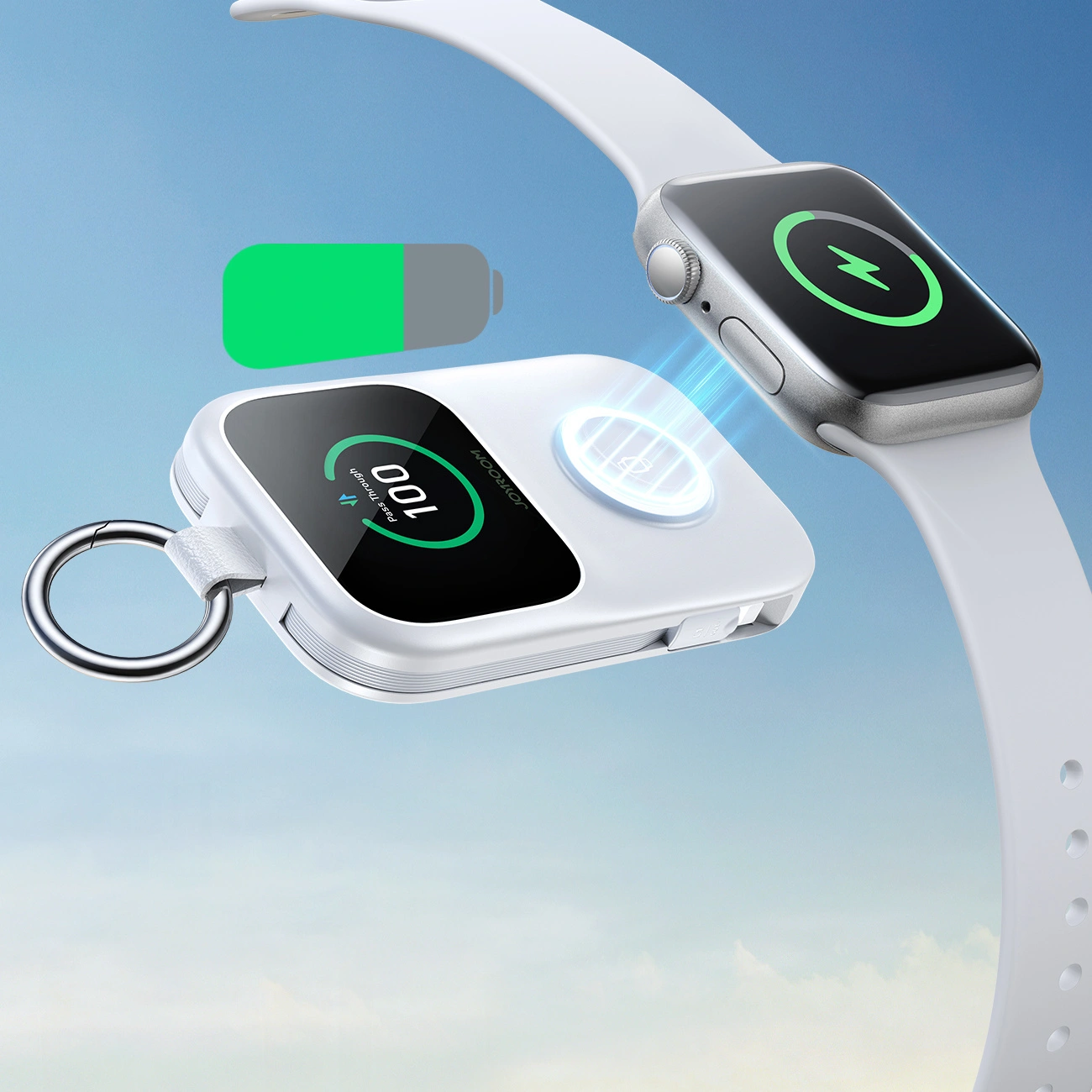 Joyroom JR-W19 trådløs ekstern batteri, 5000mAh, 20W, QC + PD, 1 x Lightning - 1 x QI - 2 x USB-C, Hvid
