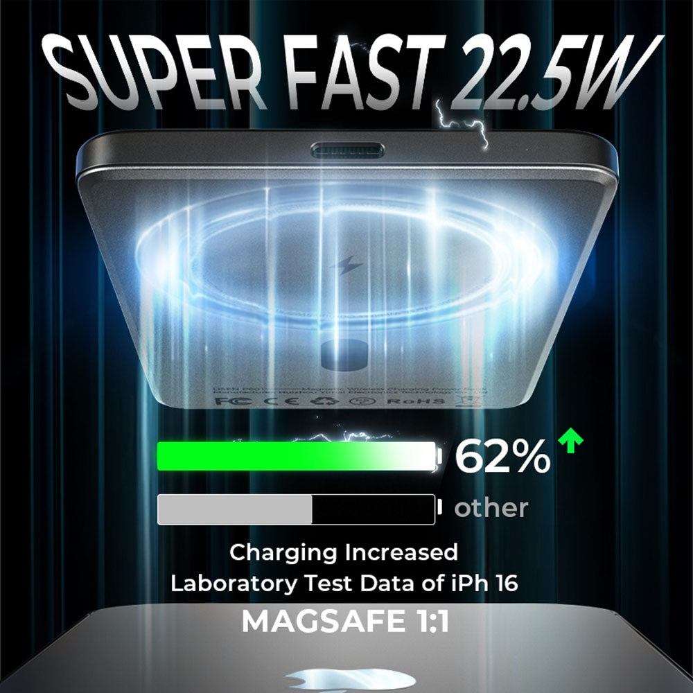 Trådløs Ekstern Batteri Lisen L601 Pro, 10000mAh, 27W, PD + FQI, 1 x QI - 1 x USB-C, Grå YL0325100009