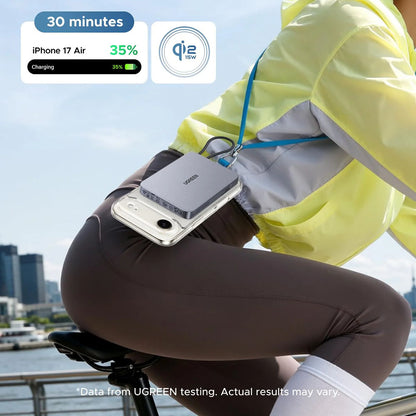 UGREEN PB570 trådløs powerbank (75982B), 10000 mAh, 30 W, PD + FQI, 1 x Qi – 2 x USB-C, grå