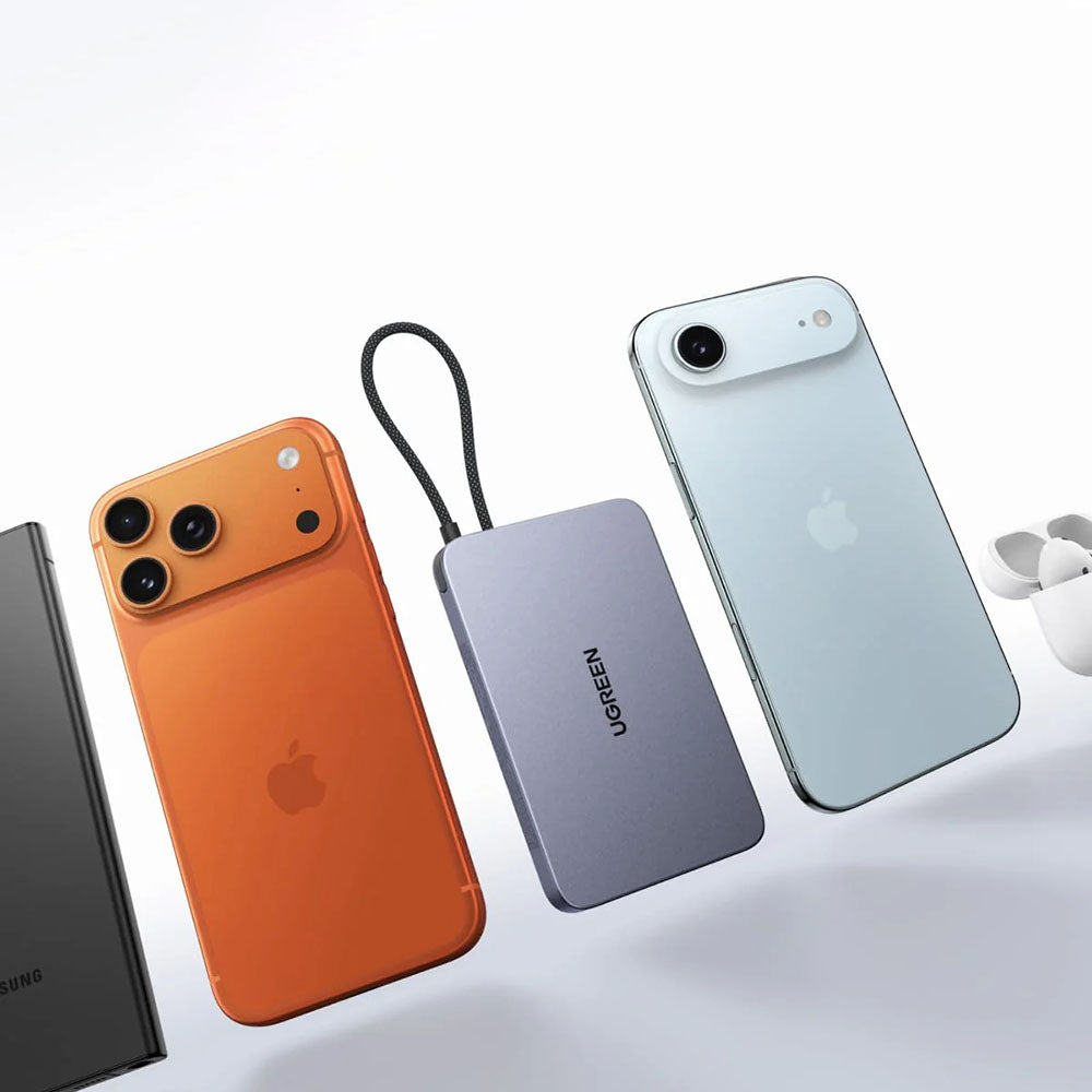 UGREEN PB570 trådløs powerbank (75982B), 10000 mAh, 30 W, PD + FQI, 1 x Qi – 2 x USB-C, grå