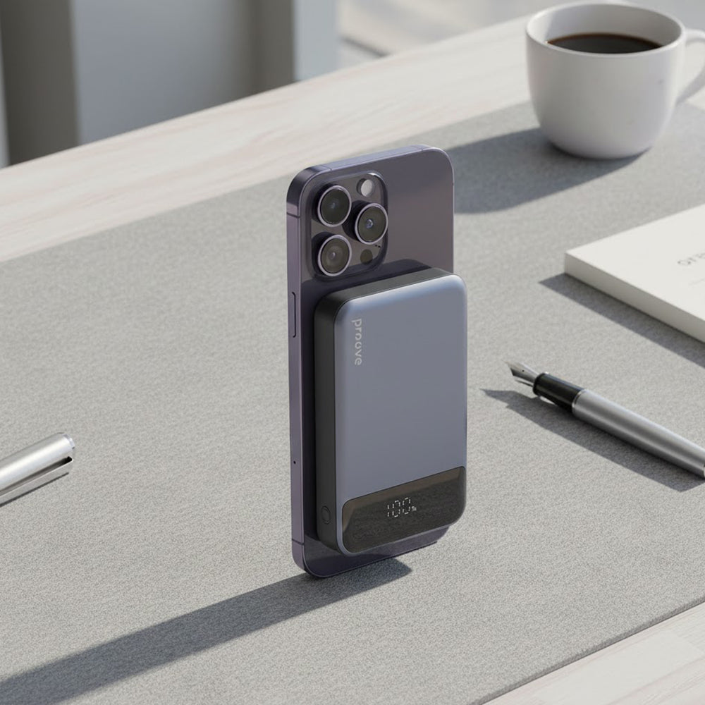 Ekstern trådløs batteri Proove Hoodman, 10000mAh, 20W, PD + FQI, 1 x QI - 1 x USB-C, Grå PBH120010003