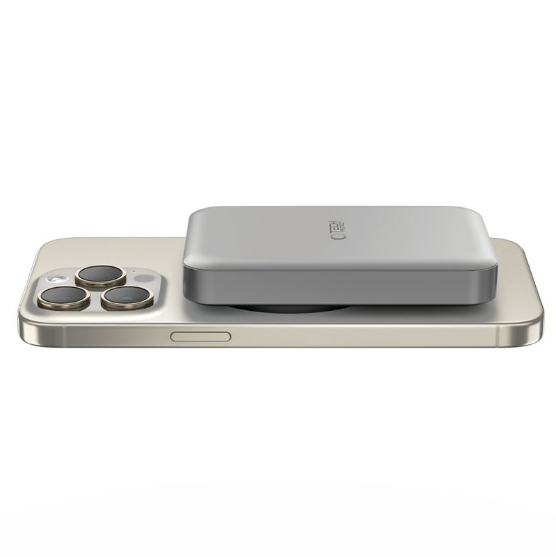 Trådløs Ekstern Batteri Tech-Protect PB11 LifeMag, 10000mAh, 15W, PD + FQI, 1 x QI - 1 x USB-C, Grå, Genforseglet