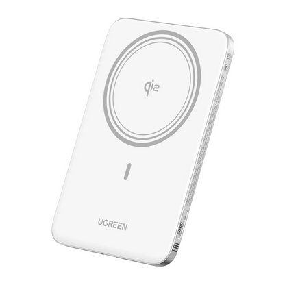Trådløs Ekstern Batteri UGREEN PB580 (95931B), 5000mAh, 20W, PD + FQI, 1 x QI - 1 x USB-C, Hvid