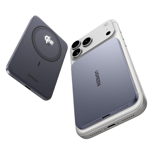 Trådløs Ekstern Batteri UGREEN PB580 (75984B), 5000mAh, 20W, PD + FQI, 1 x QI - 1 x USB-C, Grå