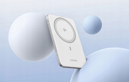 Trådløs Ekstern Batteri UGREEN PB580 (95931B), 5000mAh, 20W, PD + FQI, 1 x QI - 1 x USB-C, Hvid