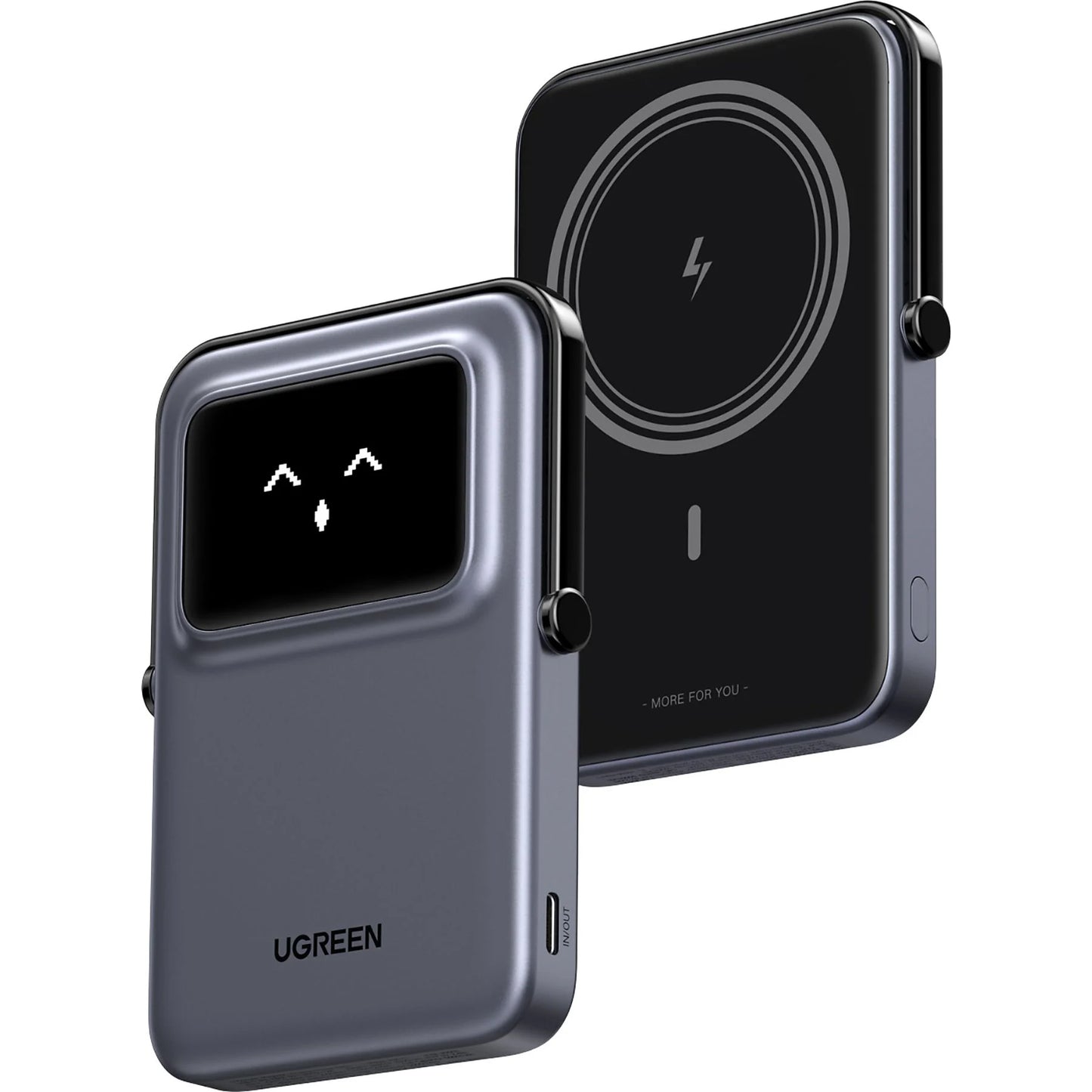 Ekstern trådløs batteri UGREEN PB571 Uno, 5000mAh, 20W, PD + FQI, 1 x QI - 1 x USB-C, Grå