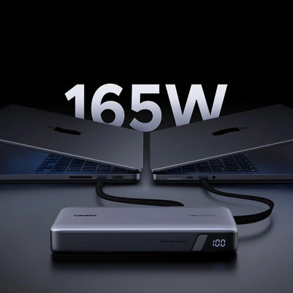 UGREEN PB726 Ekstern Batteri (55995B), 25000mAh, 165W, QC + PD, 1 x USB-A - 3 x USB-C, Grå