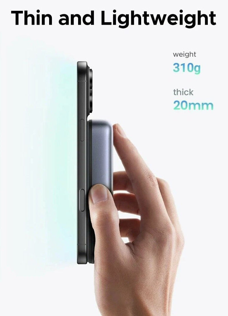 Ekstern Trådløs Batteri UGREEN PB562, 10000mAh, 20W, PD + FQI, 1 x QI - 1 x USB-C, Sort