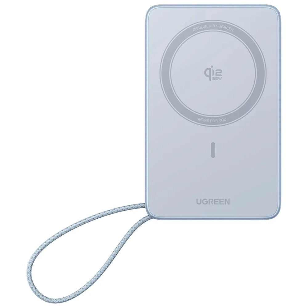 Trådløs Ekstern Batteri UGREEN MagFlow PB773 (65958B), 10000mAh, 25W, PD + FQI, 1 x QI - 2 x USB-C, Blå