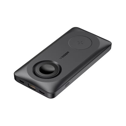 Ekstern Trådløs Batteri Veger MagMulti W1156, 10000mAh, 22.5W, QC + PD + FQI, 2 x QI - 1 x USB-A - 1 x USB-C, Sort