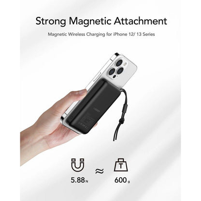 Ekstern trådløs batteri Veger VP1151 / W1151, 10000mAh, 22.5W, QC + PD + FQI, 1 x QI - 1 x USB-A - 1 x USB-C, Sort