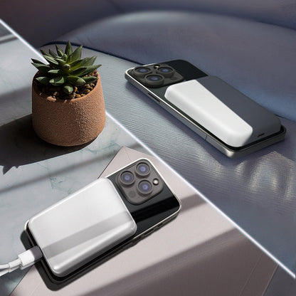 Ekstern trådløs batteri WZK WRW349YWS, 10000mAh, 20W, PD + FQI, 1 x QI - 1 x USB-C, Hvid