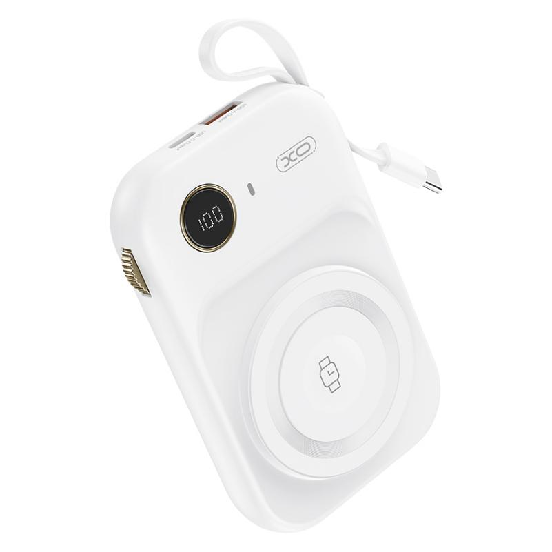 Ekstern trådløs batteri XO Design PR270, 10000mAh, 22.5W, QC + PD + QI, 1 x QI - 1 x USB-A - 1 x USB-C, Hvid