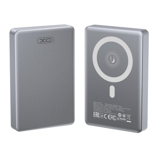 Trådløs Ekstern Batteri XO Design PR294, 10000mAh, 20W, PD + FQI, 1 x QI - 1 x USB-C, Grå