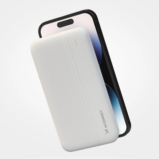 Ekstern batteri WZK WPBWE1, 10000mAh, 10W, 2 x USB-A, Hvid