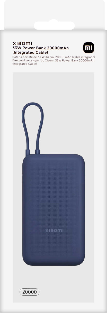 Ekstern batteri Xiaomi, 20000mAh, 33W, QC + PD, 1 x USB-A - 2 x USB-C, Blå BHR8975GL