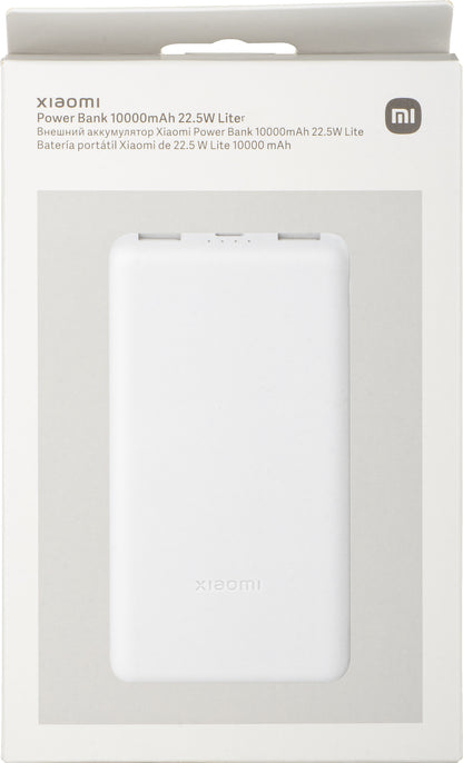 Ekstern Batteri Xiaomi Lite, 10000mAh, 22.5W, QC + PD, 1 x USB-C - 2 x USB-A, Hvid BHR9350GL