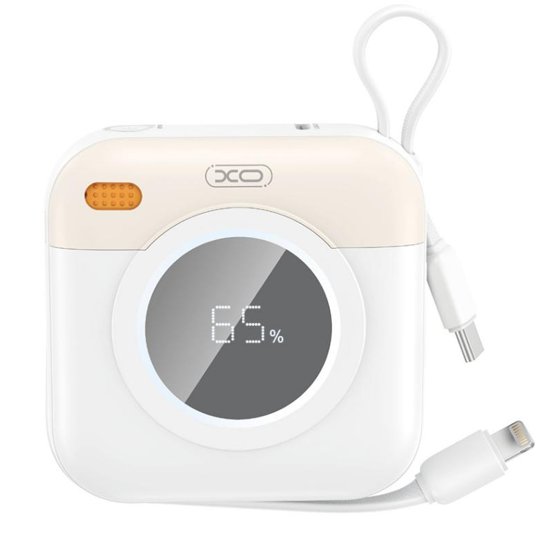 Ekstern batteri XO Design PR258, 10000mAh, 20W, QC + PD, 1 x Lightning - 1 x USB-C, Beige