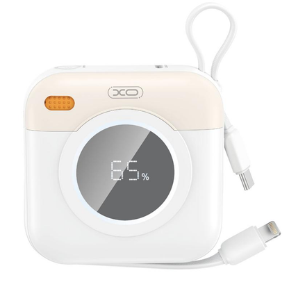 Ekstern batteri XO Design PR258, 10000mAh, 20W, QC + PD, 1 x Lightning - 1 x USB-C, Beige