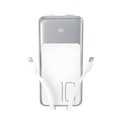 Ekstern batteri XO Design PR248, 10000mAh, 22.5W, QC + PD, 1 x Lightning - 1 x USB-A - 2 x USB-C, Hvid