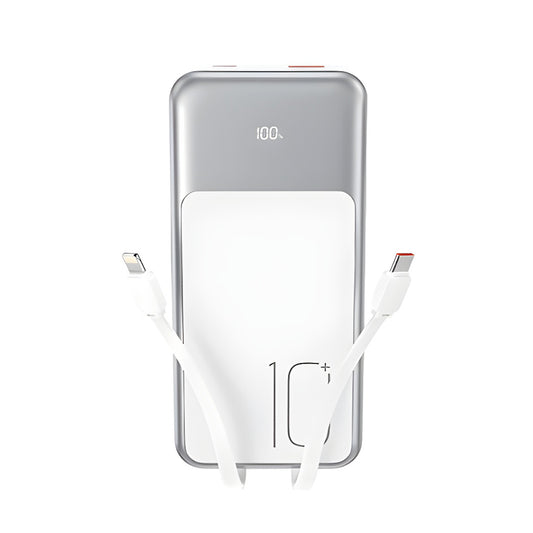 Ekstern batteri XO Design PR248, 10000mAh, 22.5W, QC + PD, 1 x Lightning - 1 x USB-A - 2 x USB-C, Hvid