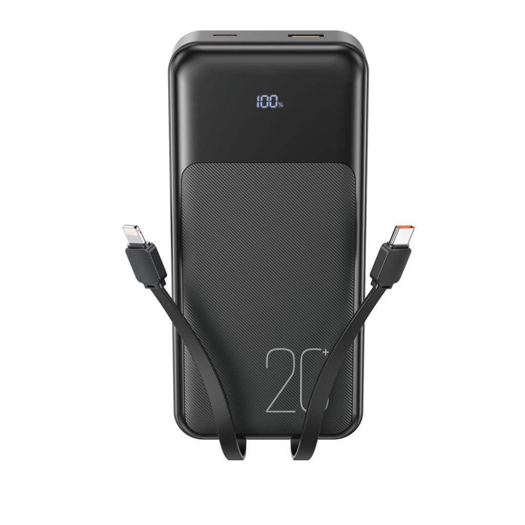 Ekstern batteri XO Design PR249, 20000mAh, 22.5W, QC + PD, 1 x Lightning - 1 x USB-A - 2 x USB-C, Sort