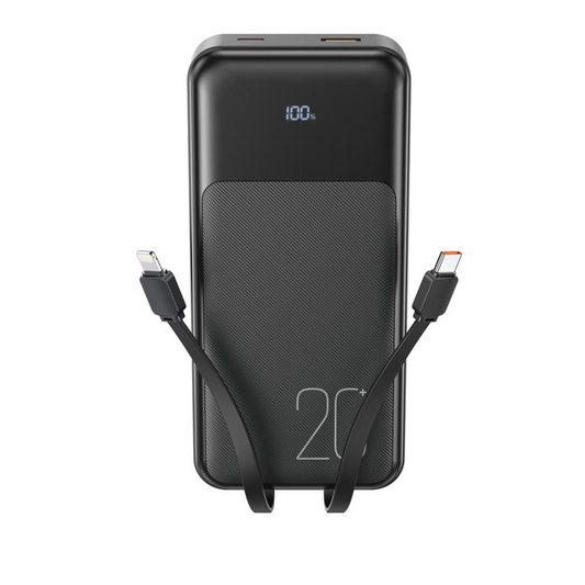 Ekstern batteri XO Design PR249, 20000mAh, 22.5W, QC + PD, 1 x Lightning - 1 x USB-A - 2 x USB-C, Sort