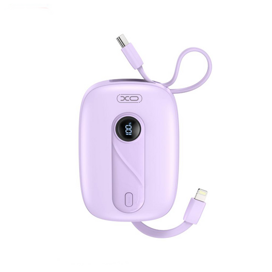 Ekstern batteri XO Design PR246, 10000mAh, 22.5W, PD, 1 x Lightning - 2 x USB-C, Lilla