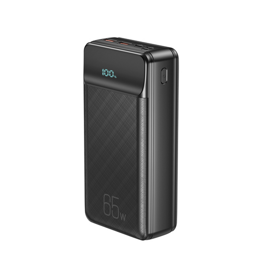 Eksternt batteri XO Design PR201, 30000mAh, 65W, QC + PD, 1 x USB-C - 2 x USB-A, Sort